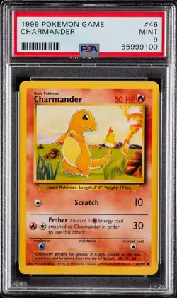 1999 POKEMON GAME #46 CHARMANDER PSA 9 - Image 1
