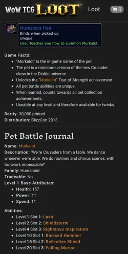 BLIZZCON 2013 World Of Warcraft - MURKALOT FLAIL Pet + Virtual gifts Loot Card - Image 3