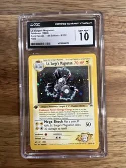 CGC 10 Lt Surge’s Magneton Gym Heros 1st Edition 8/132 Holo Pokemon Card - Image 1