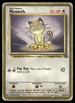 Meowth 56/64 Gold Border Promo Jungle Pokemon TCG trading card - Image 1
