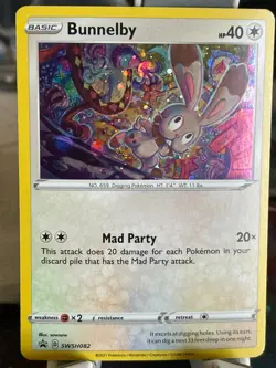 POKEMON BUNNELBY #SWSH082 PROMO BLACK STAR COSMOS HOLOFOIL CARD - Image 1