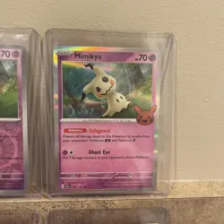 Mimikyu Trick or Trade Halloween Promo Pumpkin Stamped Promo & Holo 4 Card LOT - Image 3