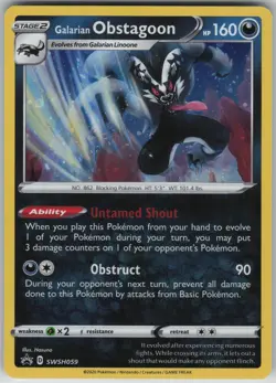 Galarian Obstagoon Promo SWSH: Sword & Shield Promo Cards SWSH059 NM - Image 1