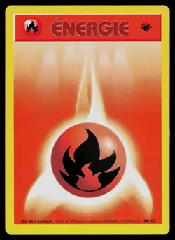 Pokemon Card - Fire Energy FRENCH Base Set 128/132 Common 1st Edition - Image 1