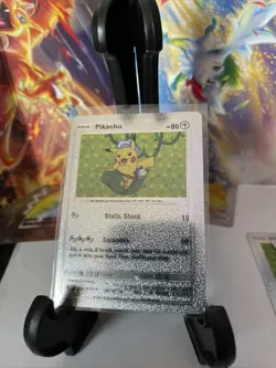 Pikachu Silver Foil Pokemon Fan Art Card - Image 1