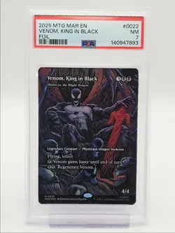 VENOM, KING IN BLACK 2025 MAGIC FOIL MARVEL MYTHIC RARE #0022 PSA 7 Q1404 - Image 1