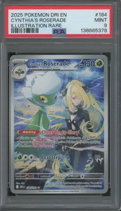 2025 Pokemon DRI EN Illustration Rare #184 Cynthia's Roserade Mint PSA 9 - Image 1