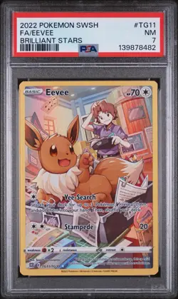 2022 POKEMON SWORD & SHIELD BRILLIANT STARS #TG11 FULL ART/EEVEE PSA 7 - Image 1