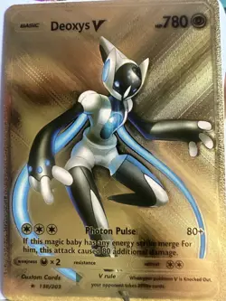Pokemon Deoxys V Blue GOLD Fan Art MINT CONDITION. - Image 1