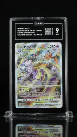 Mewtwo VSTAR Pokemon SWSH Crown Zenith GG44 Galarian Gallery Alt Art UR TAG 9 - Image 1
