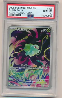 2025 POKEMON MEGA EVOLUTION ILLUSTRATION RARE BULBASAUR #133 PSA 10 GEM MINT - Image 1