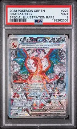 PSA 9 CHARIZARD EX 223 OBSIDIAN FLAMES SIR SCARLET & VIOLET POKEMON MINT - Image 1