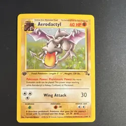 Pokemon TCG Aerodactyl 1st Edition Fossil Holo Rare 1/62 60 HP 1999 - Image 1