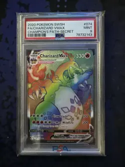 2020 Pokemon TCG SWSH Champion's Path Charizard VMAX 074 PSA 9 - Image 1
