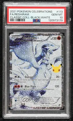 Reshiram (Black & White) Pokemon Celebrations Classic Collection PSA 10 GEM MT - Image 1