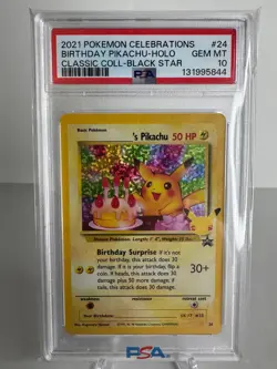 2021 Pokemon Celebrations Classic Collection #24 Birthday Pikachu-Holo PSA 10 - Image 1