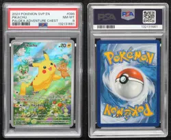 Pikachu (Paldea Adventure Chest) Holo Pokemon Scarlet & Violet Black Star PSA 8 - Image 3