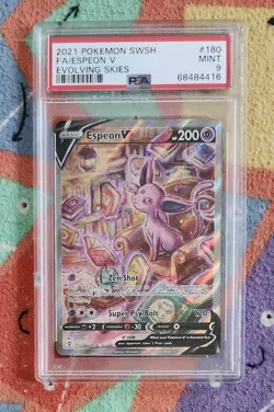 Espeon V alternate full art 180/203 2021 Pokemon TCG Evolving Skies PSA Mint 9 - Image 1