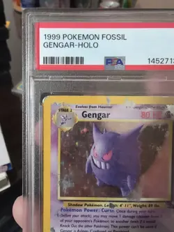 1999 Pokemon Fossil #5 Gengar Holo PSA 1 - Image 3
