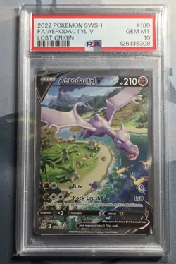 Pokemon Aerodactyl V 180/196 Alt Full Art SWSH Lost Origin 180 GEM MINT PSA 10 - Image 1