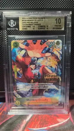 Monkey.D.Luffy (Pre-Release Tournament) (Winner)P-036 One Piece Promotion BGS 10 - Image 1