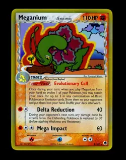 2006 Pokemon MEGANIUM Ex Dragon Frontiers Set GOLD HOLO Delta Species Card 4/101 - Image 2