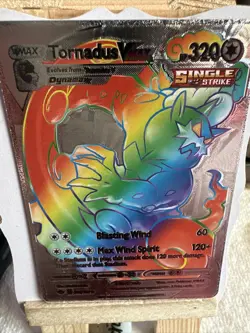 Tornadus Rainbow Silver Foil Pokemon 💥FAN ART 💥Card NM - Image 2