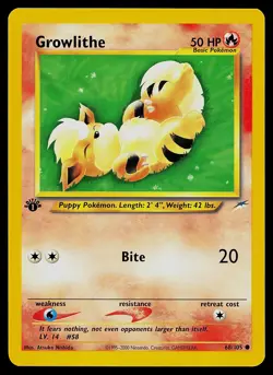 Pokemon Card - Growlithe Neo Destiny 68/105 Common 1st Edition - Image 1