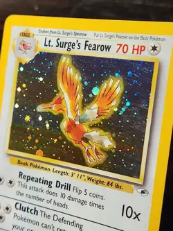Lt. Surge's Fearow Holo Card 7/132 Pokemon TCG Unlimited Rare Gym Heroes - Image 1