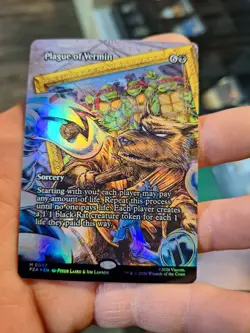MTG Plague of Vermin - Borderless, NM-Mint, FOIL Teenage Mutant Ninja Turtles - Image 1