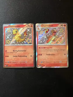 Pokemon Lot Of 2 Paldean Fates Charmander And Charmeleon Shiny Rates - Image 1