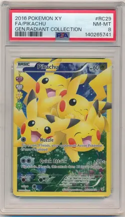 2016 POKEMON XY GENERATIONS RADIANT COLLECTION RC29 FULL ART/PIKACHU PSA 8 NM-MT - Image 1