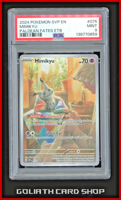 PSA 9 Mimikyu 075 SVP Black Star Promo - Paldean Fates ETB Pokemon TCG - Image 1