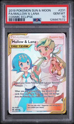 PSA 10- 2019 Pokemon Sun and Moon Cosmic Eclipse Lana/Mallow #231 - Image 1