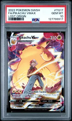 2022 POKEMON SWORD & SHIELD LOST ORIGIN #TG17 FULL ART/PIKACHU VMAX PSA 10 - Image 1