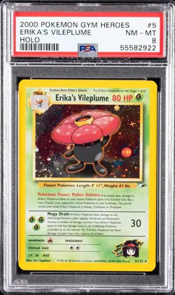 2000 POKEMON GYM HEROES HOLO #5 ERIKA'S VILEPLUME PSA 8 - Image 1