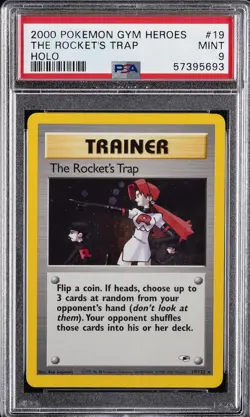 2000 POKEMON GYM HEROES #19 THE ROCKET'S TRAP-HOLO PSA 9 - Image 1