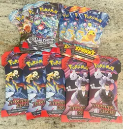25+ Sealed Lot Pokemon booster packs and sleeves Surging, Phantasmal, Destined - Image 4