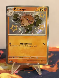 Pokemon TCG Primeape - 170/091 SV: Paldean Fates Shiny Rare Holo - Image 1