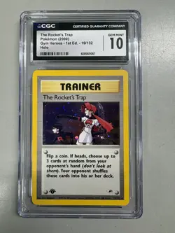 Pokemon The Rocket's Trap Gym Heroes 1st Edition Holo Rare #19 CGC 10 Gem Mint - Image 1