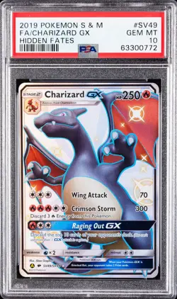 2019 POKEMON SUN & MOON HIDDEN FATES #SV49 FULL ART/CHARIZARD GX PSA 10 - Image 1