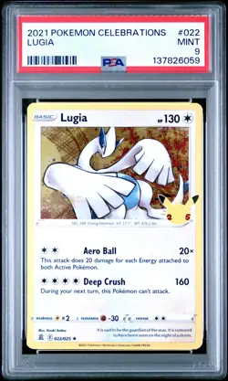 2021 POKEMON CELEBRATIONS #022 LUGIA PSA 9 - Image 1