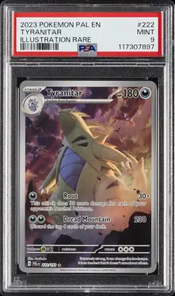 2023 POKEMON PAL EN-PALDEA EVOLVED ILLUSTRATION RARE #222 TYRANITAR PSA 9 - Image 1