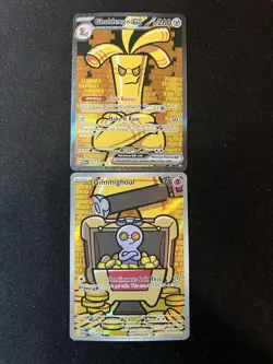 Pokemon Lot Of 2 Paradox Rift Gholdengo 252/182 And Gimmighoul 198/182 - Image 1