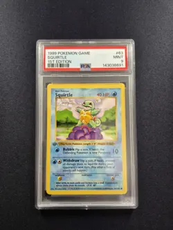 Pokemon Squirtle Base Set Shadowless 1st Edition #63 PSA 9 Mint - Image 1