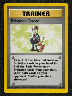 POKEMON TRADER 77/102 Base Set Series RARE Trainer POKEMON CARD 1999 - NM - Image 1