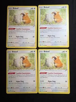 4x Pokemon TCG Bidoof 111/159 - Sword & Shield Crown Zenith CRZ Common Playset - Image 1