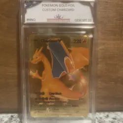 Charizard V Gold Foil Pokemon Card Fan Art Orange - Image 1