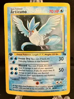 1999 Pokemon Fossil Articuno Holo 1st Edition 2/62 WOTC LP Lightly Played - Image 1