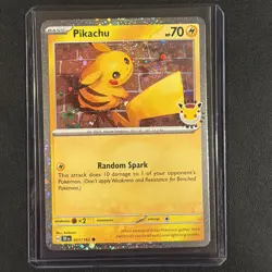 Pikachu 051 /162 Stamped 2026 Pokemon Day 30th Anniversary Promo Cosmos w/ SWIRL - Image 1
